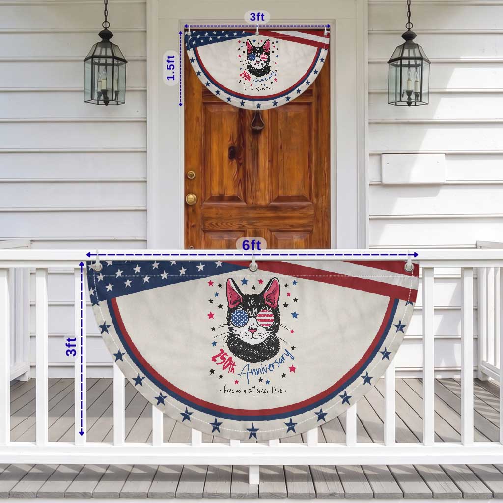 Free As A Cat Since 1776 Funny Patriotic Fan Flag Cool American Flag Sunglasses Cat 250th Anniversary Semiquincentennial