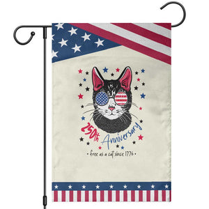 Free As A Cat Since 1776 Funny Patriotic Garden Flag Cool American Flag Sunglasses Cat 250th Anniversary Semiquincentennial