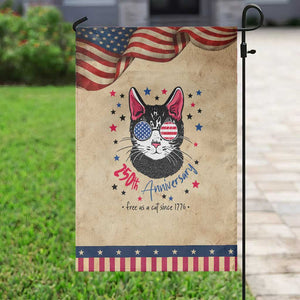 Free As A Cat Since 1776 Funny Patriotic Garden Flag Cool American Flag Sunglasses Cat 250th Anniversary Semiquincentennial