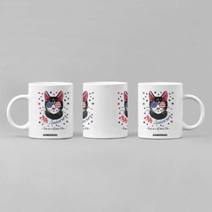 Free As A Cat Since 1776 Funny Patriotic Coffee Mug Cool American Flag Sunglasses Cat 250th Anniversary Semiquincentennial TS02 Print Your Wear