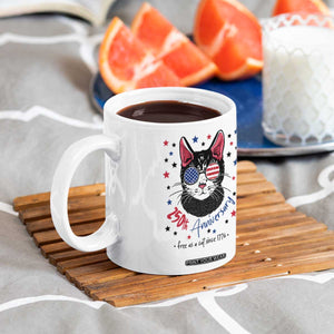 Free As A Cat Since 1776 Funny Patriotic Coffee Mug Cool American Flag Sunglasses Cat 250th Anniversary Semiquincentennial TS02 Print Your Wear