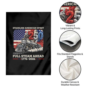 Stainless American Spirit Full Steam Ahead Garden Flag 250 Years Freedom Semiquincentennial Steam Locomotive TS02 Print Your Wear
