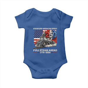 Stainless American Spirit Full Steam Ahead Baby Onesie 250 Years Freedom Semiquincentennial Steam Locomotive TS02 Royal Blue Print Your Wear
