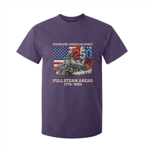 Stainless American Spirit Full Steam Ahead T Shirt For Kid 250 Years Freedom Semiquincentennial Steam Locomotive TS02 Purple Print Your Wear