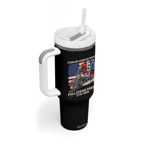 Stainless American Spirit Full Steam Ahead Tumbler With Handle 250 Years Freedom Semiquincentennial Steam Locomotive TS02 Print Your Wear