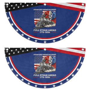 Stainless American Spirit Full Steam Ahead Patriotic Fan Flag 250 Years Freedom Semiquincentennial Steam Locomotive