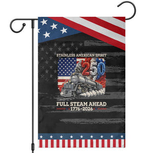 Stainless American Spirit Full Steam Ahead Patriotic Garden Flag 250 Years Freedom Semiquincentennial Steam Locomotive