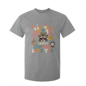 Y'all Were Feral But I Low Key Love You Retro Raccoon T Shirt For Kid Funny Teacher End of School Year