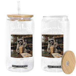 Funny Classroom Raccoon Iced Coffee Teacher Glass Can Y'all Were Feral But I Low Key Love You TS02 Print Your Wear