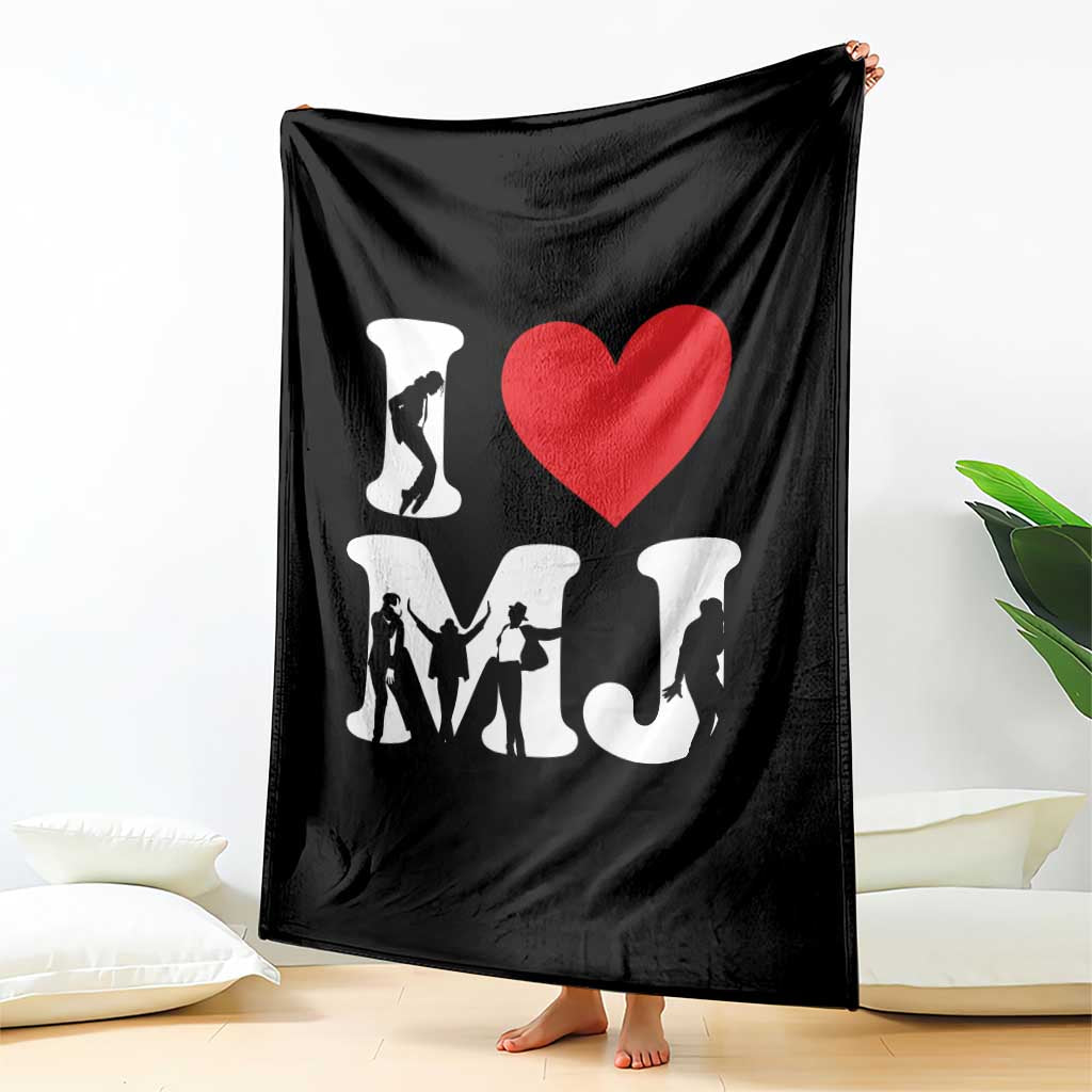 I Heart MJ Dance Silhouette Tribute Throw Blanket Iconic Pop Culture Famous Dance Poses for Music Legend Fans TS02 Print Your Wear