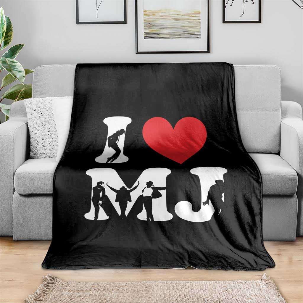 I Heart MJ Dance Silhouette Tribute Throw Blanket Iconic Pop Culture Famous Dance Poses for Music Legend Fans TS02 Print Your Wear