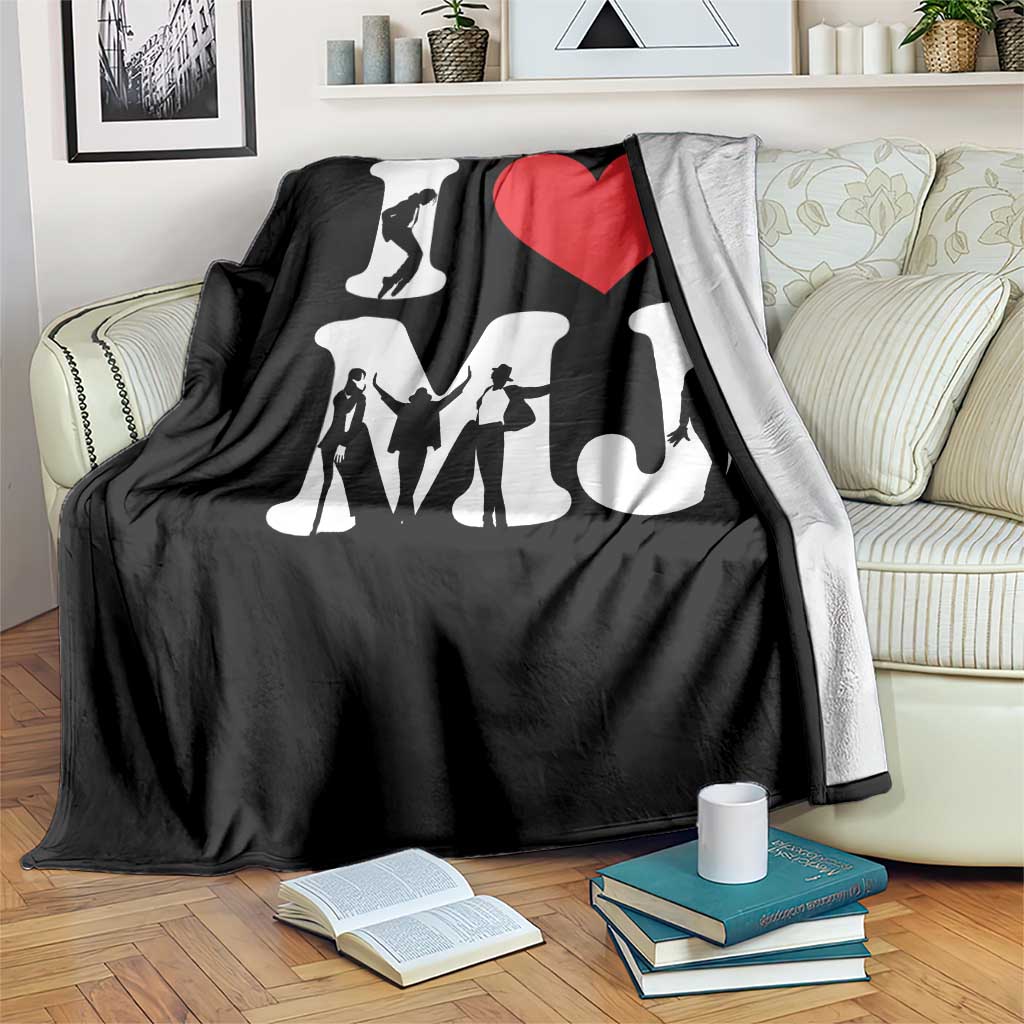 I Heart MJ Dance Silhouette Tribute Throw Blanket Iconic Pop Culture Famous Dance Poses for Music Legend Fans TS02 Print Your Wear
