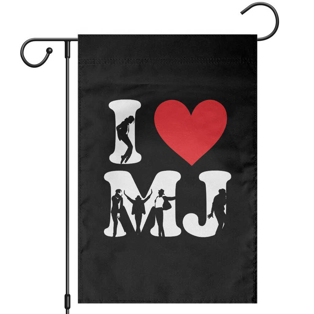 I Heart MJ Dance Silhouette Tribute Garden Flag Iconic Pop Culture Famous Dance Poses for Music Legend Fans TS02 Black Print Your Wear