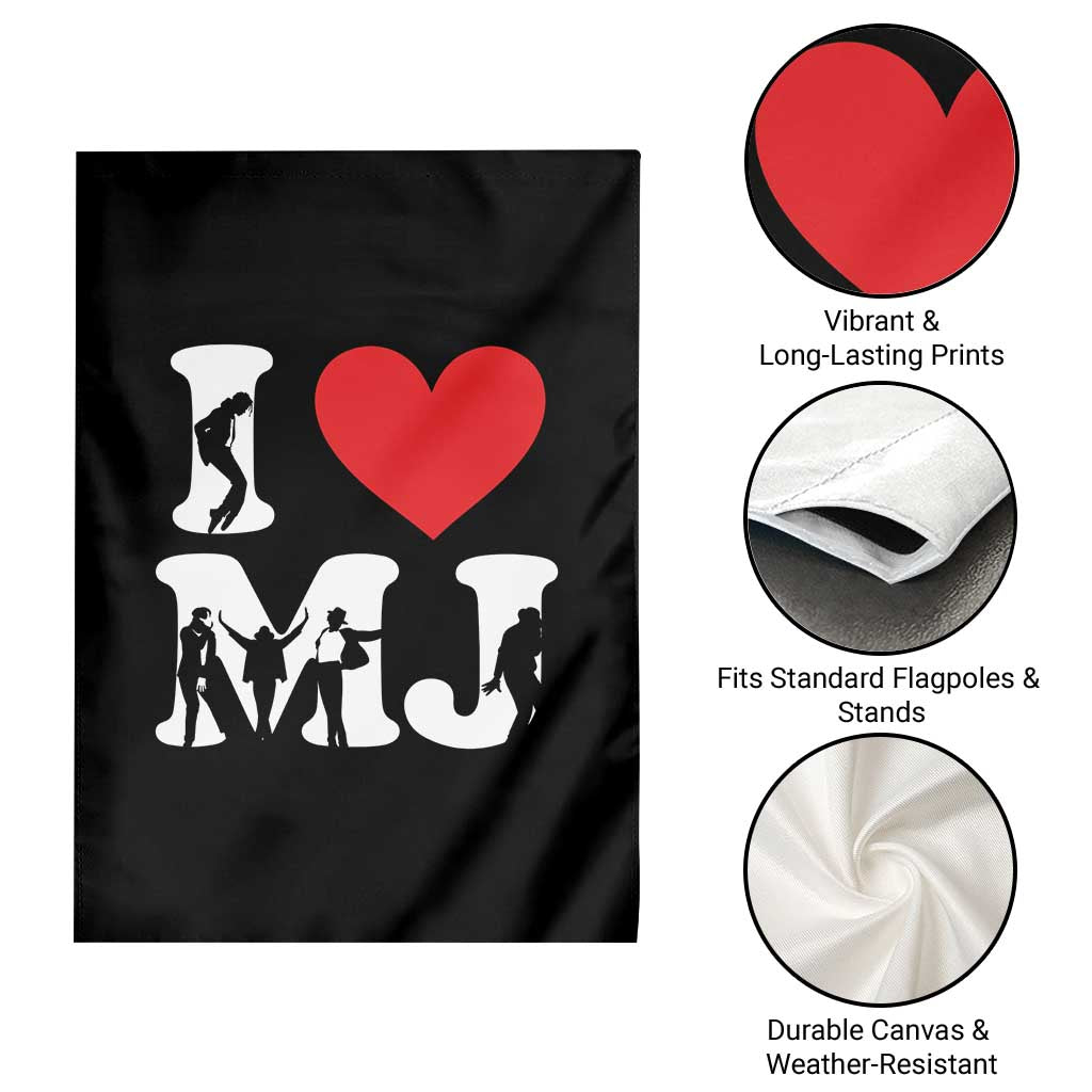 I Heart MJ Dance Silhouette Tribute Garden Flag Iconic Pop Culture Famous Dance Poses for Music Legend Fans TS02 Print Your Wear