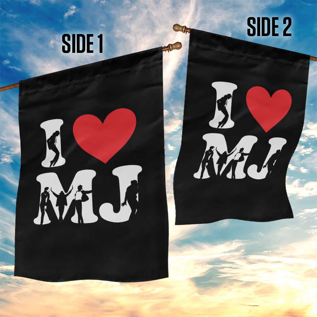 I Heart MJ Dance Silhouette Tribute Garden Flag Iconic Pop Culture Famous Dance Poses for Music Legend Fans TS02 Print Your Wear