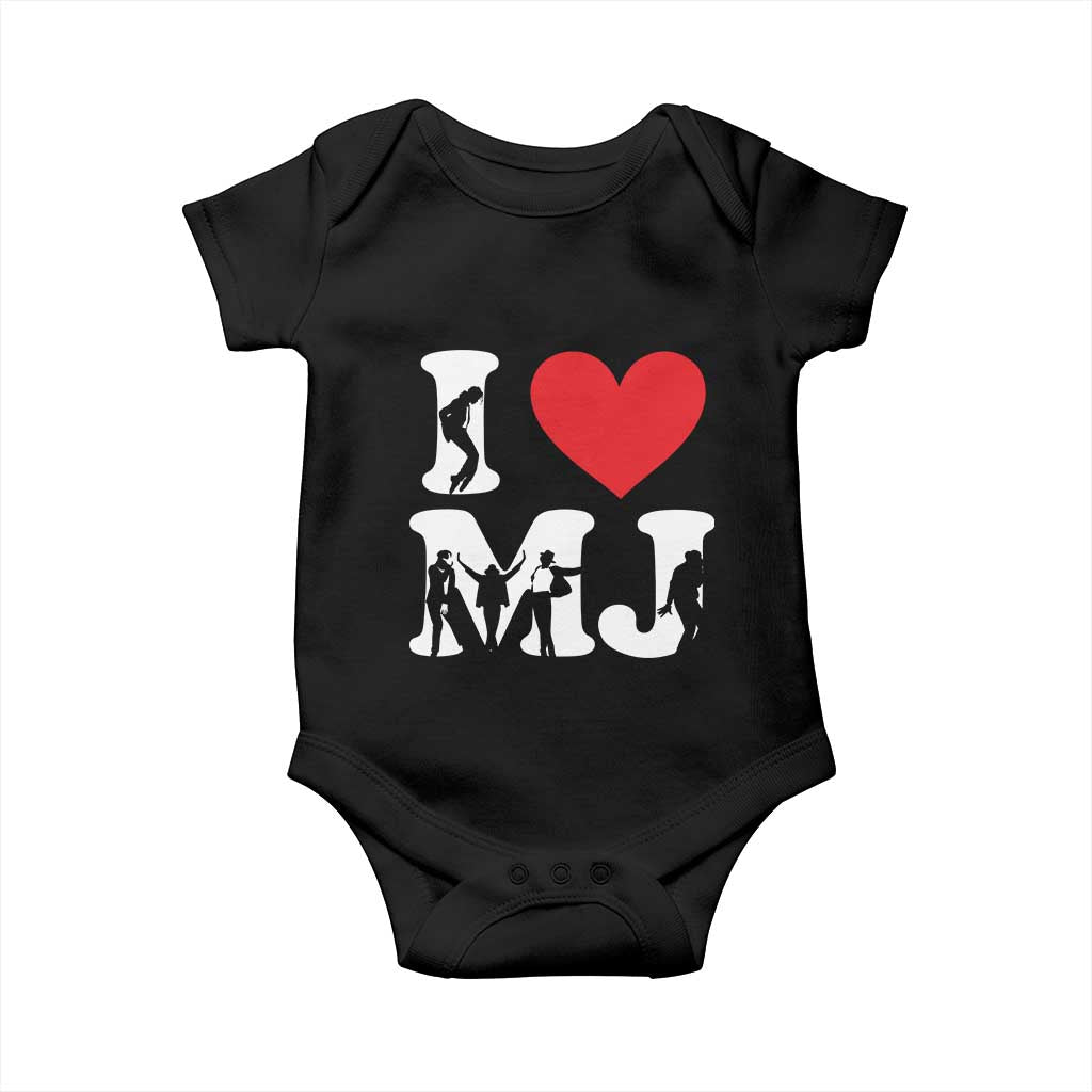 I Heart MJ Dance Silhouette Tribute Baby Onesie Iconic Pop Culture Famous Dance Poses for Music Legend Fans TS02 Black Print Your Wear