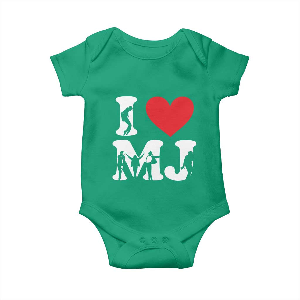I Heart MJ Dance Silhouette Tribute Baby Onesie Iconic Pop Culture Famous Dance Poses for Music Legend Fans TS02 Irish Green Print Your Wear