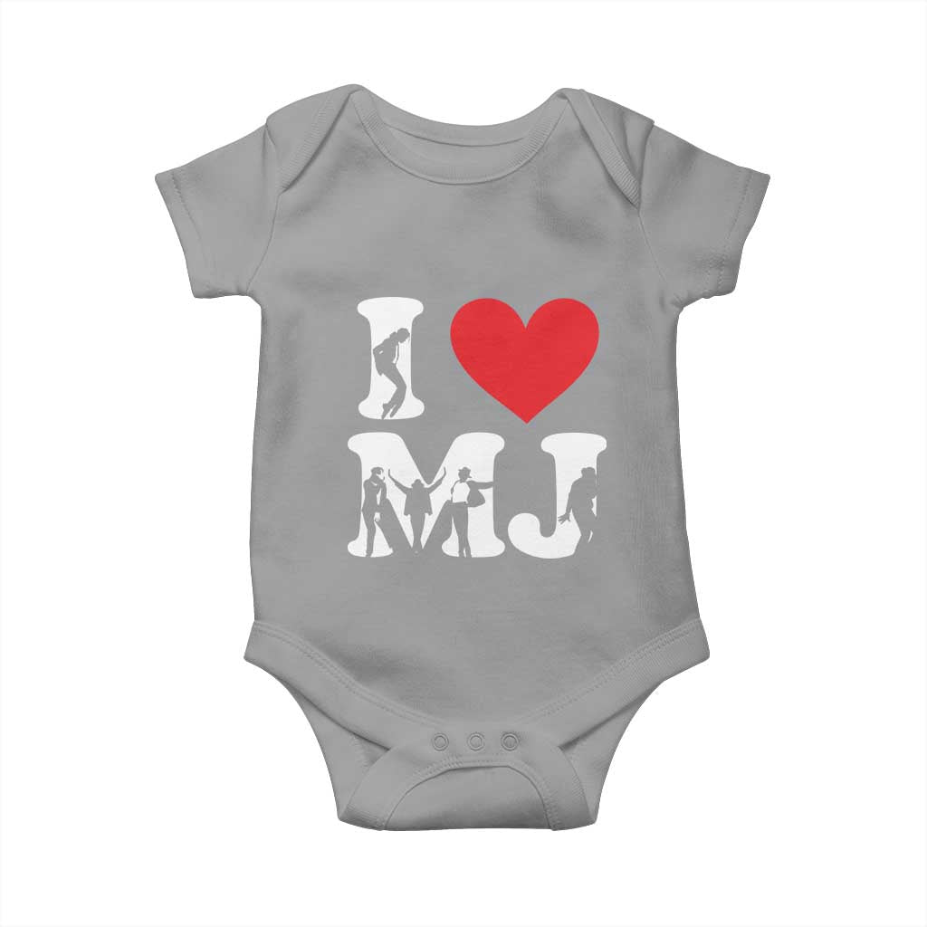 I Heart MJ Dance Silhouette Tribute Baby Onesie Iconic Pop Culture Famous Dance Poses for Music Legend Fans TS02 Sport Gray Print Your Wear