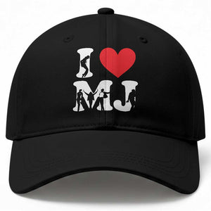 I Heart MJ Dance Silhouette Tribute Baseball Cap Iconic Pop Culture Famous Dance Poses for Music Legend Fans TS02 Print Your Wear
