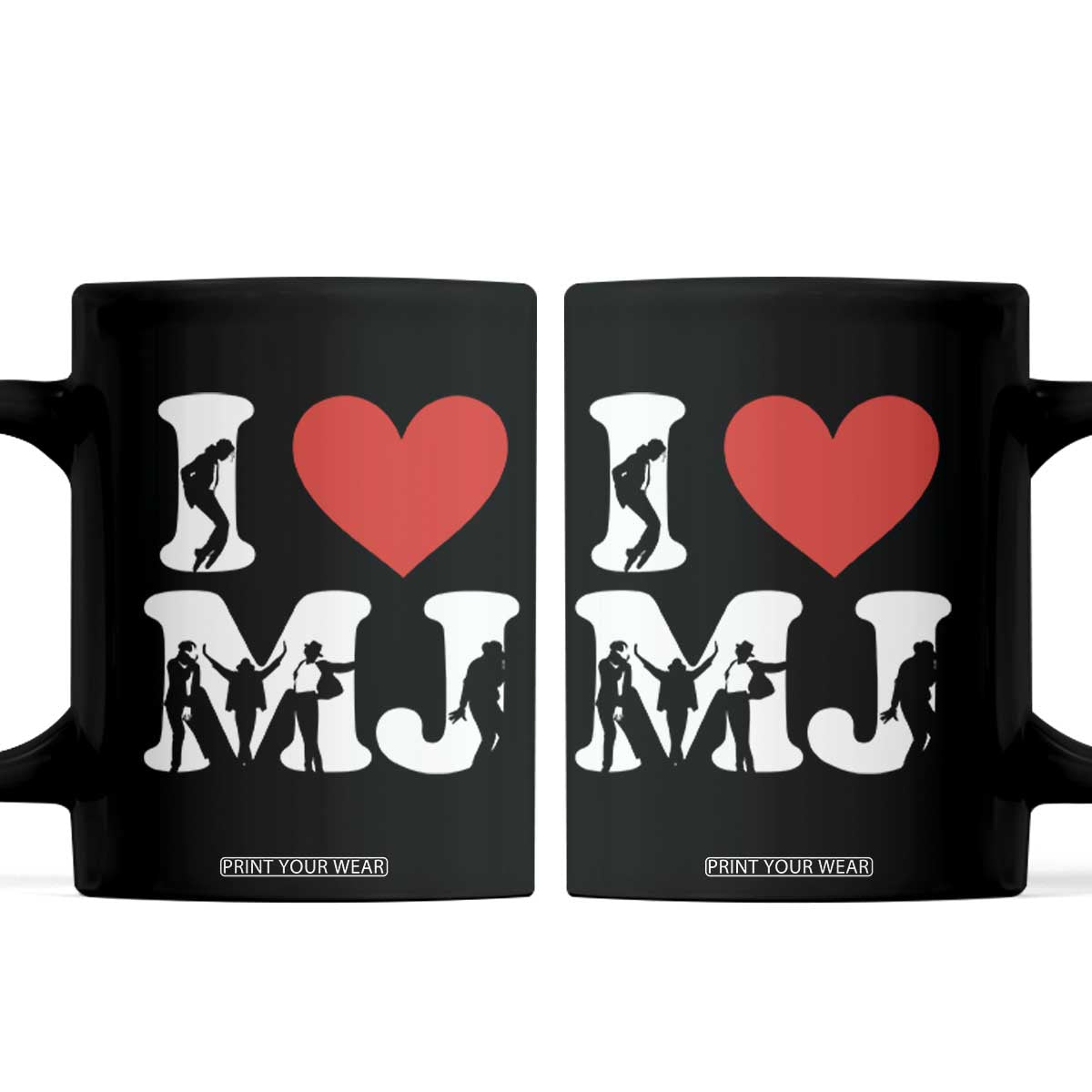 I Heart MJ Dance Silhouette Tribute Coffee Mug Iconic Pop Culture Famous Dance Poses for Music Legend Fans