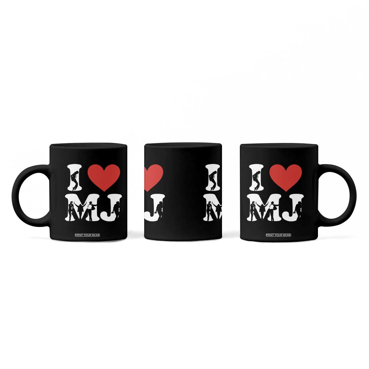 I Heart MJ Dance Silhouette Tribute Coffee Mug Iconic Pop Culture Famous Dance Poses for Music Legend Fans TS02 Print Your Wear
