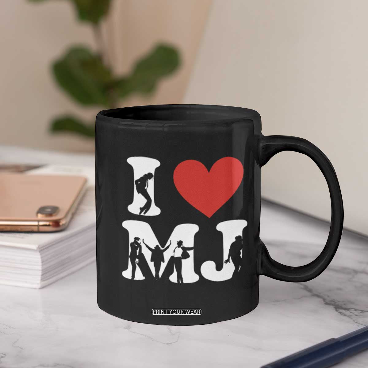 I Heart MJ Dance Silhouette Tribute Coffee Mug Iconic Pop Culture Famous Dance Poses for Music Legend Fans TS02 Print Your Wear