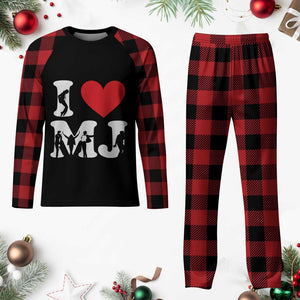 I Heart MJ Dance Silhouette Tribute Plaid Pajama Set Iconic Pop Culture Famous Dance Poses for Music Legend Fans TS02 Buffalo Plaid Print Your Wear