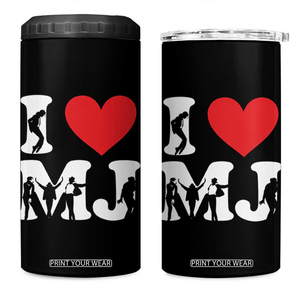 I Heart MJ Dance Silhouette Tribute 4 in 1 Can Cooler Tumbler Iconic Pop Culture Famous Dance Poses for Music Legend Fans TS02 One Size: 16 oz Black Print Your Wear