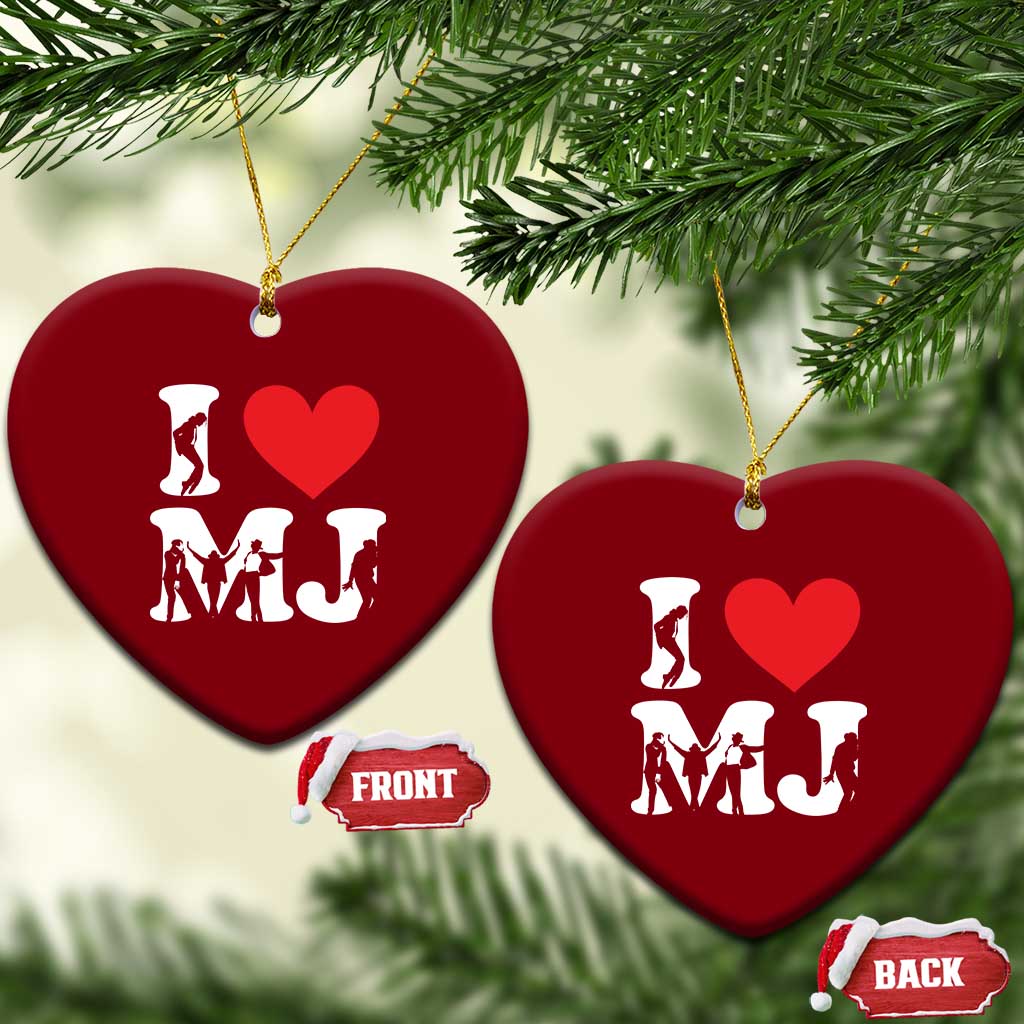 I Heart MJ Dance Silhouette Tribute Ceramic Ornament Iconic Pop Culture Famous Dance Poses for Music Legend Fans TS02 Print Your Wear