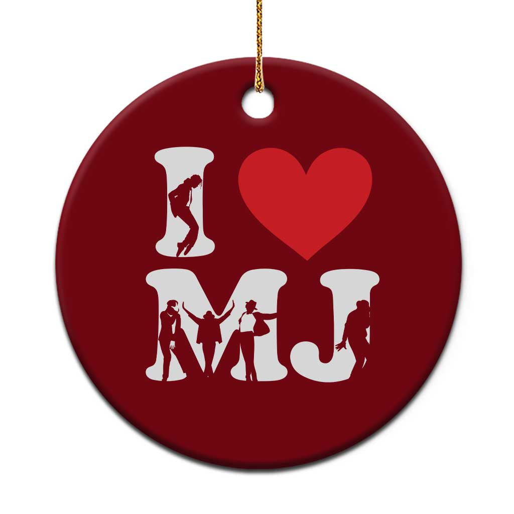 I Heart MJ Dance Silhouette Tribute Ceramic Ornament Iconic Pop Culture Famous Dance Poses for Music Legend Fans TS02 1pc Red Print Your Wear