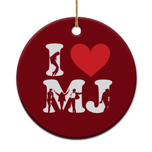 I Heart MJ Dance Silhouette Tribute Ceramic Ornament Iconic Pop Culture Famous Dance Poses for Music Legend Fans TS02 1pc Red Print Your Wear