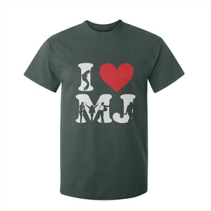 I Heart MJ Dance Silhouette Tribute T Shirt For Kid Iconic Pop Culture Famous Dance Poses for Music Legend Fans TS02 Dark Forest Green Print Your Wear