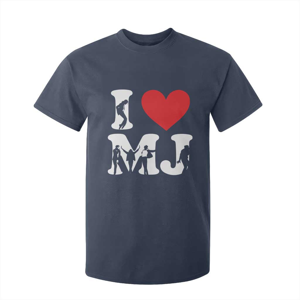 I Heart MJ Dance Silhouette Tribute T Shirt For Kid Iconic Pop Culture Famous Dance Poses for Music Legend Fans TS02 Navy Print Your Wear