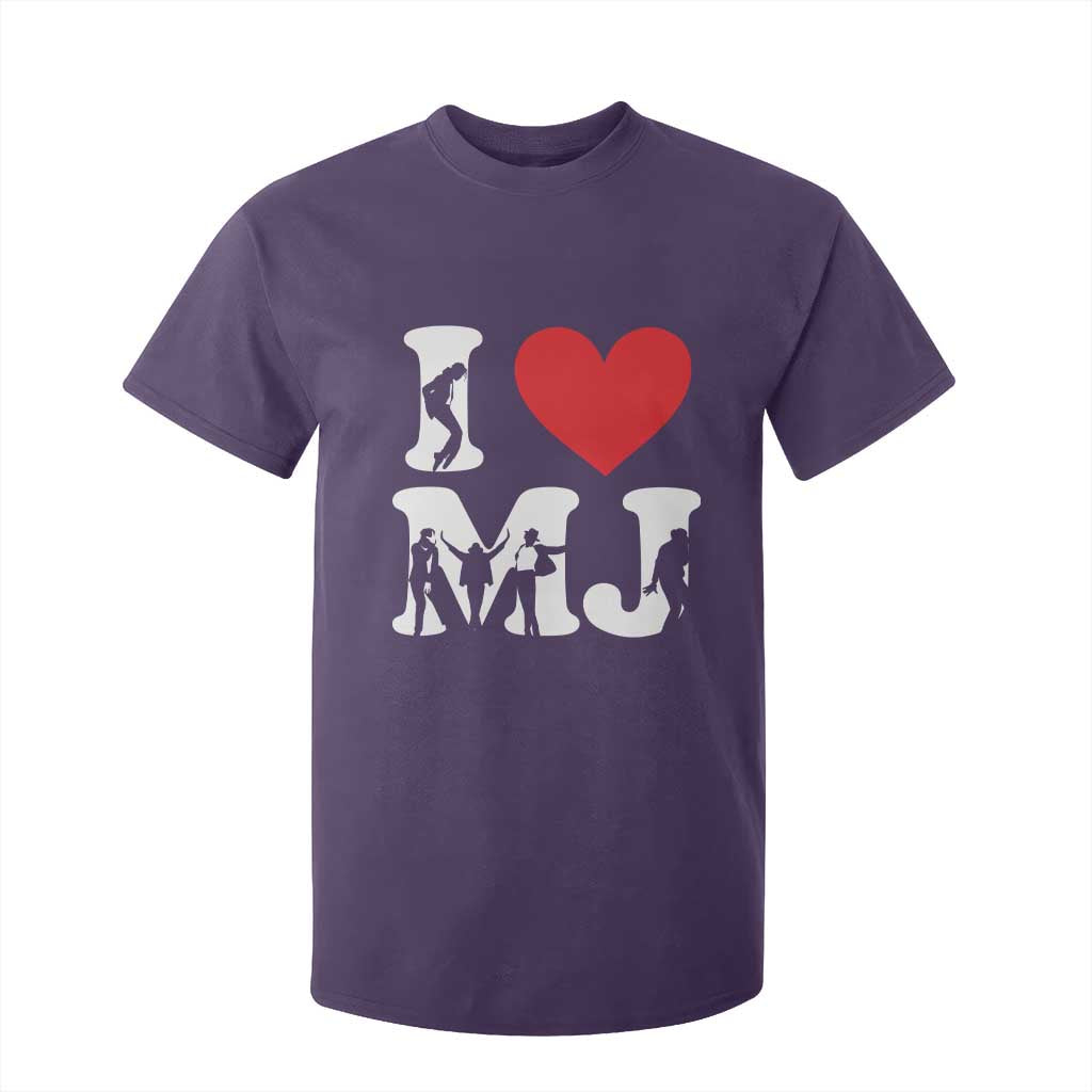 I Heart MJ Dance Silhouette Tribute T Shirt For Kid Iconic Pop Culture Famous Dance Poses for Music Legend Fans TS02 Purple Print Your Wear