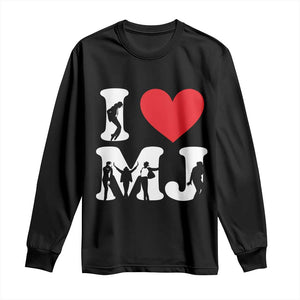I Heart MJ Dance Silhouette Tribute Long Sleeve Shirt Iconic Pop Culture Famous Dance Poses for Music Legend Fans TS02 Black Print Your Wear