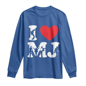 I Heart MJ Dance Silhouette Tribute Long Sleeve Shirt Iconic Pop Culture Famous Dance Poses for Music Legend Fans TS02 Royal Blue Print Your Wear