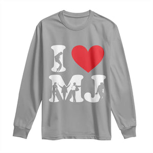 I Heart MJ Dance Silhouette Tribute Long Sleeve Shirt Iconic Pop Culture Famous Dance Poses for Music Legend Fans TS02 Sport Gray Print Your Wear