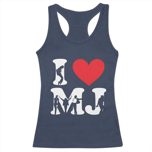 I Heart MJ Dance Silhouette Tribute Racerback Tank Top Iconic Pop Culture Famous Dance Poses for Music Legend Fans TS02 Navy Print Your Wear