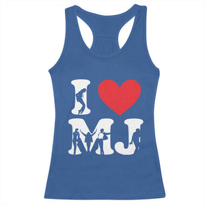 I Heart MJ Dance Silhouette Tribute Racerback Tank Top Iconic Pop Culture Famous Dance Poses for Music Legend Fans TS02 Royal Blue Print Your Wear