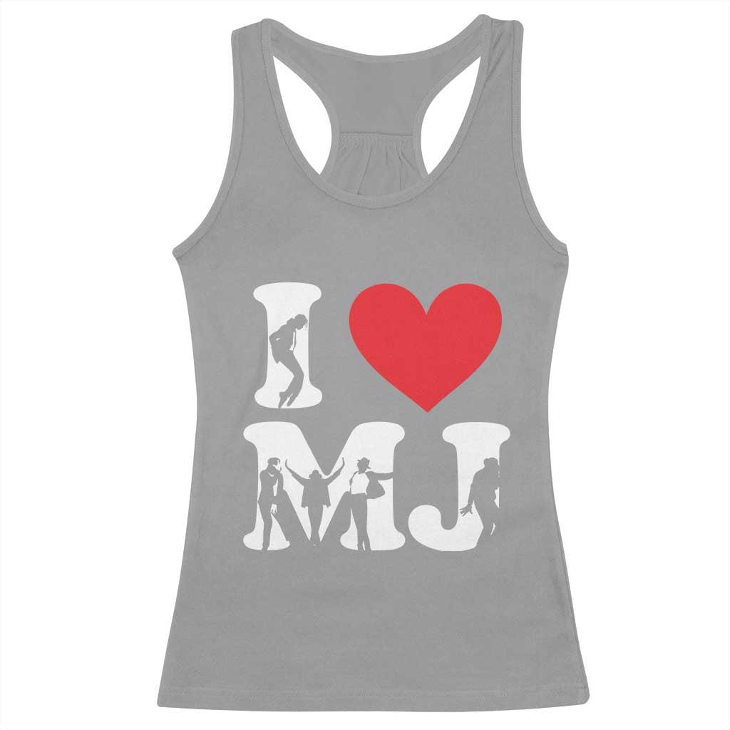 I Heart MJ Dance Silhouette Tribute Racerback Tank Top Iconic Pop Culture Famous Dance Poses for Music Legend Fans TS02 Sport Gray Print Your Wear