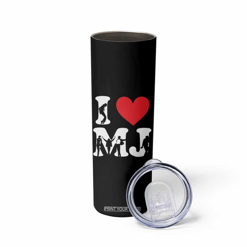 I Heart MJ Dance Silhouette Tribute Skinny Tumbler Iconic Pop Culture Famous Dance Poses for Music Legend Fans TS02 Print Your Wear