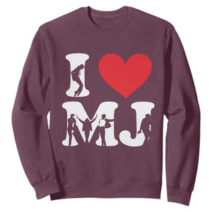 I Heart MJ Dance Silhouette Tribute Sweatshirt Iconic Pop Culture Famous Dance Poses for Music Legend Fans TS02 Maroon Print Your Wear