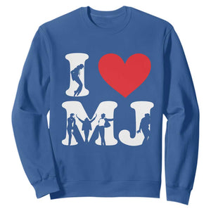 I Heart MJ Dance Silhouette Tribute Sweatshirt Iconic Pop Culture Famous Dance Poses for Music Legend Fans TS02 Royal Blue Print Your Wear