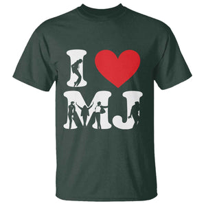 I Heart MJ Dance Silhouette Tribute T Shirt Iconic Pop Culture Famous Dance Poses for Music Legend Fans TS02 Dark Forest Green Print Your Wear