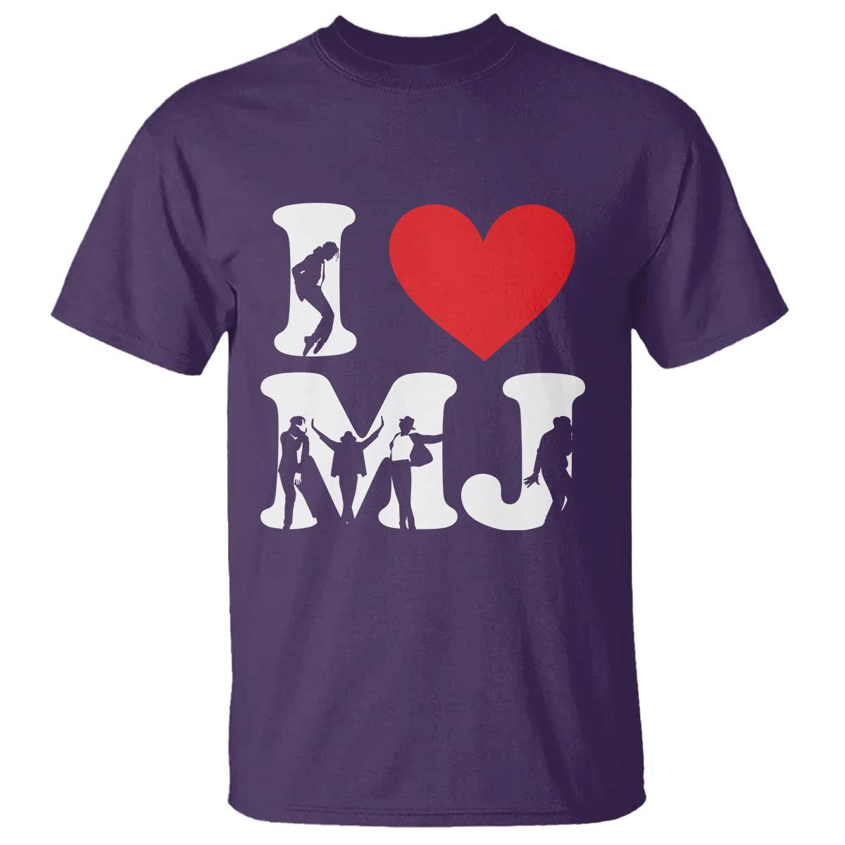 I Heart MJ Dance Silhouette Tribute T Shirt Iconic Pop Culture Famous Dance Poses for Music Legend Fans TS02 Purple Print Your Wear