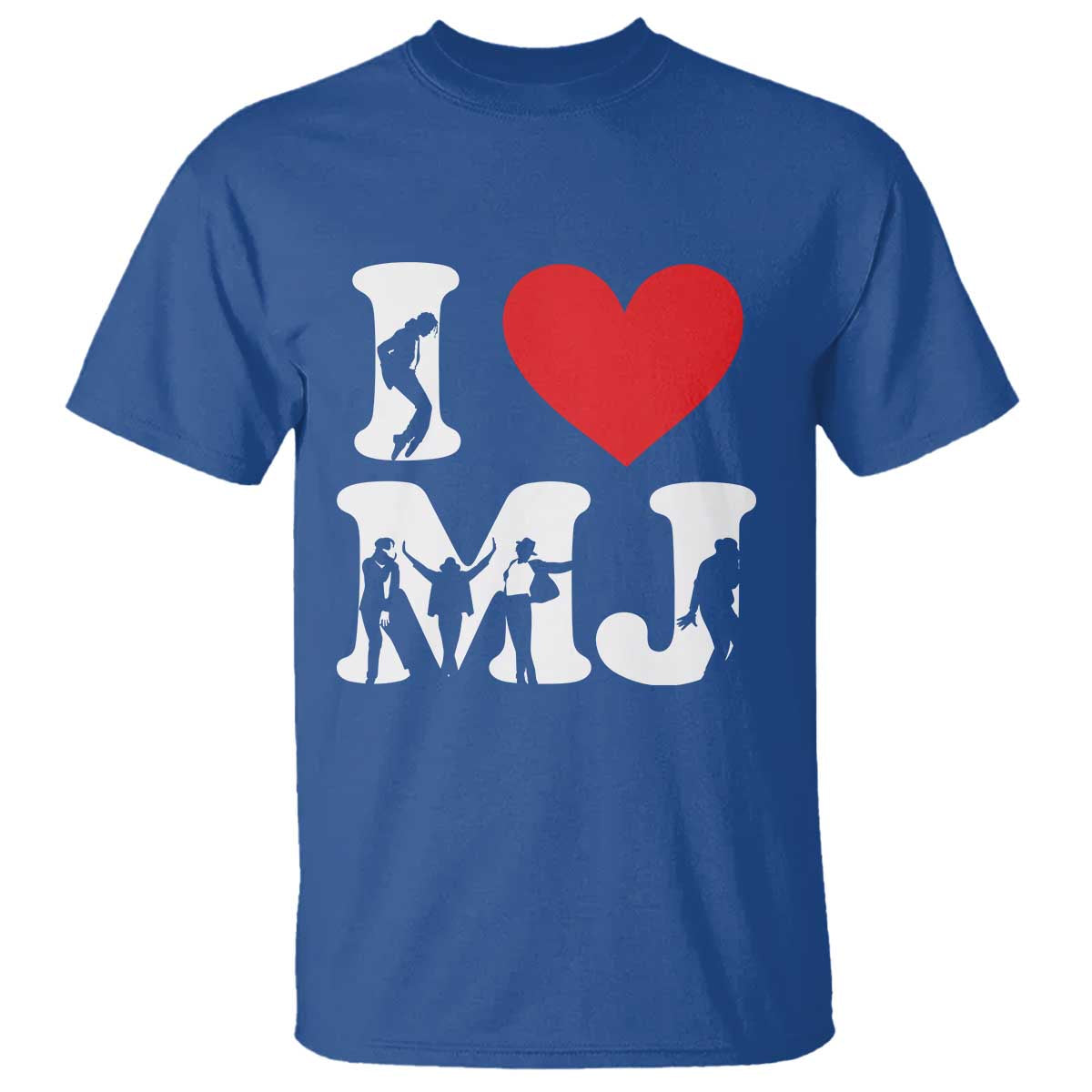 I Heart MJ Dance Silhouette Tribute T Shirt Iconic Pop Culture Famous Dance Poses for Music Legend Fans TS02 Royal Blue Print Your Wear