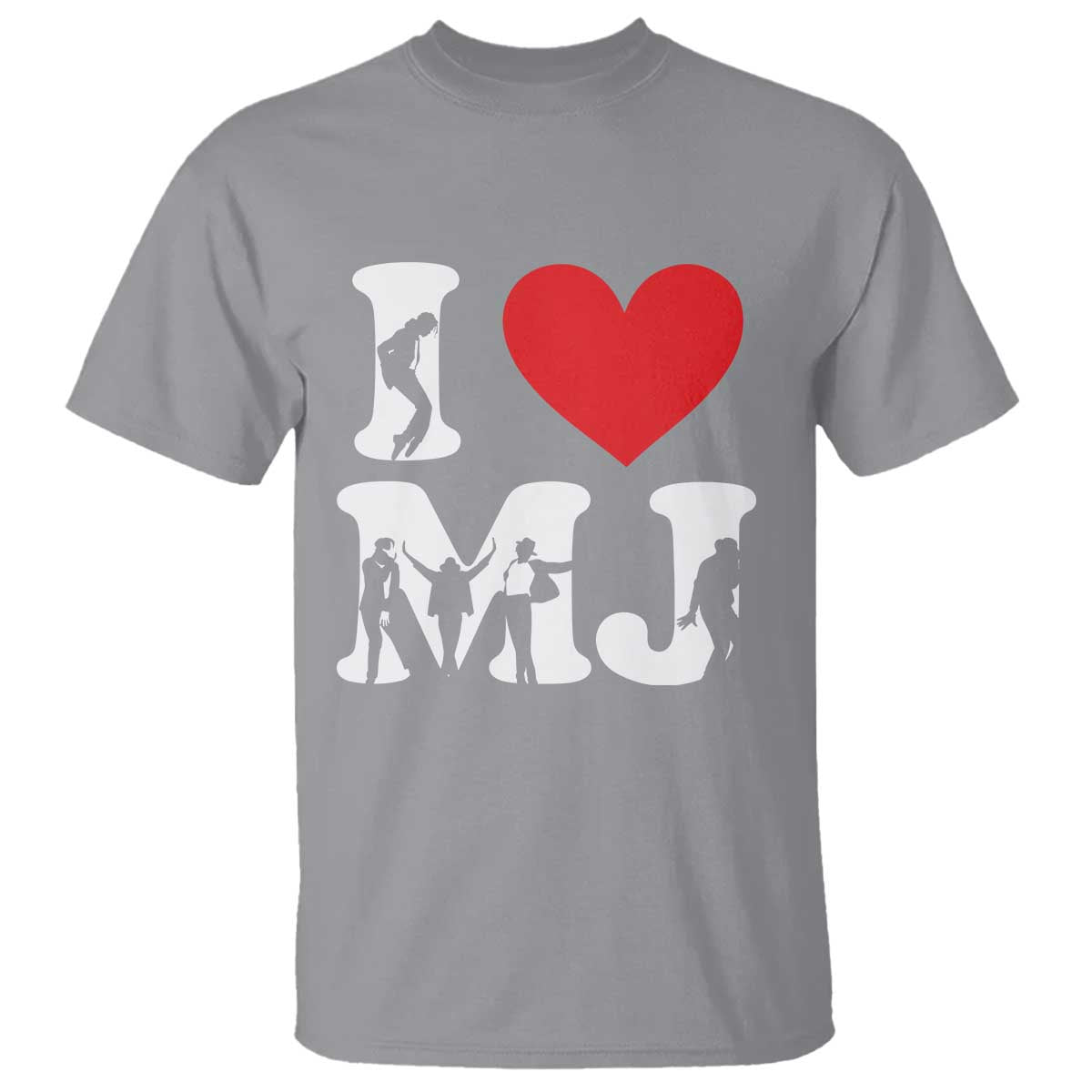 I Heart MJ Dance Silhouette Tribute T Shirt Iconic Pop Culture Famous Dance Poses for Music Legend Fans TS02 Sport Gray Print Your Wear