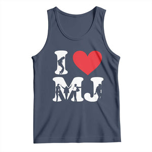 I Heart MJ Dance Silhouette Tribute Tank Top Iconic Pop Culture Famous Dance Poses for Music Legend Fans TS02 Navy Print Your Wear