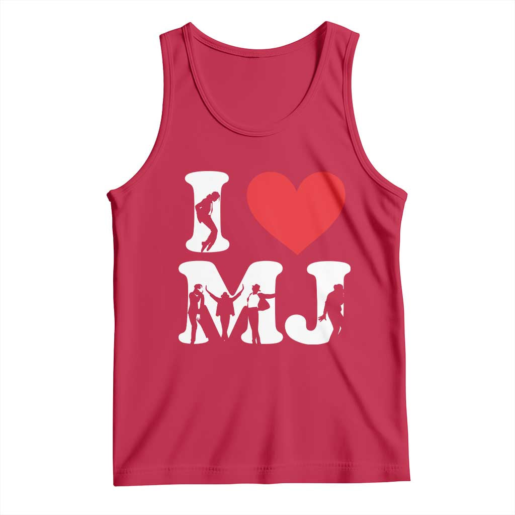 I Heart MJ Dance Silhouette Tribute Tank Top Iconic Pop Culture Famous Dance Poses for Music Legend Fans TS02 Red Print Your Wear