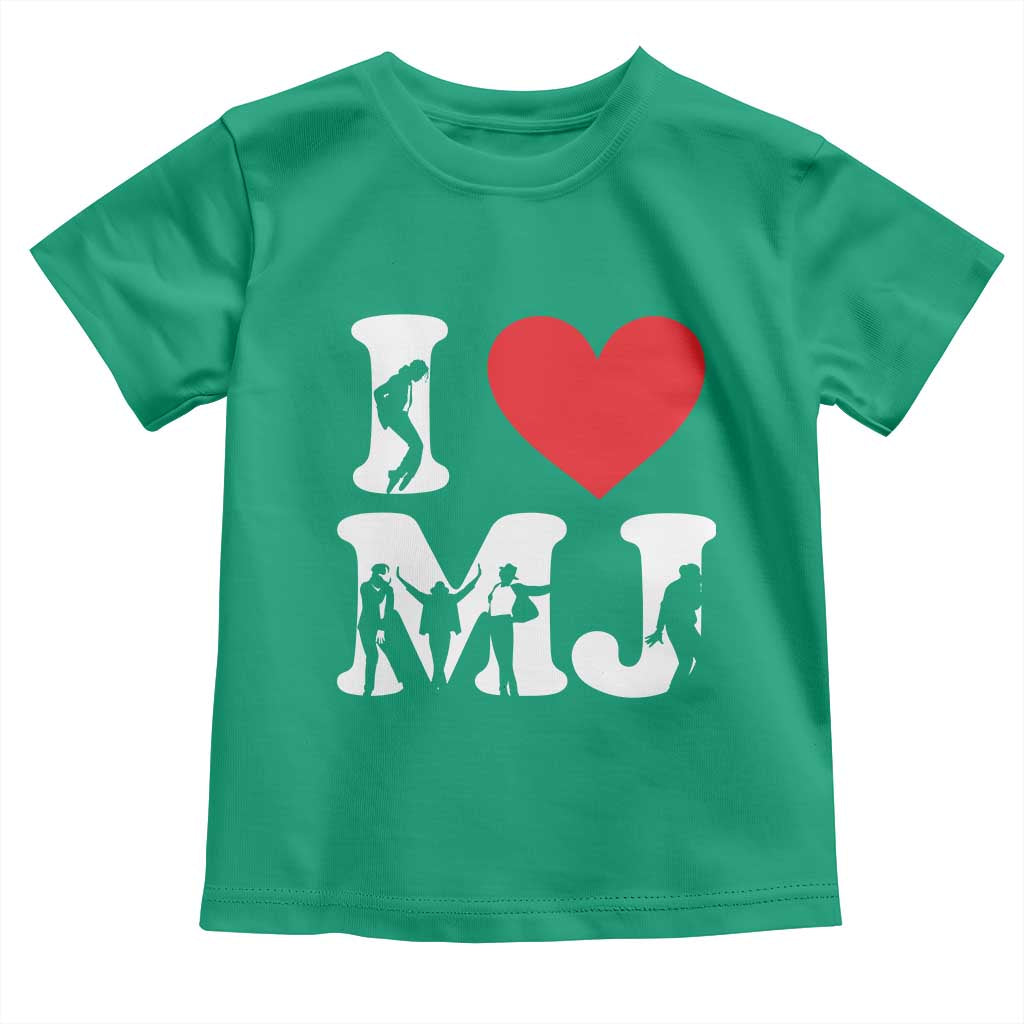 I Heart MJ Dance Silhouette Tribute Toddler T Shirt Iconic Pop Culture Famous Dance Poses for Music Legend Fans TS02 Irish Green Print Your Wear